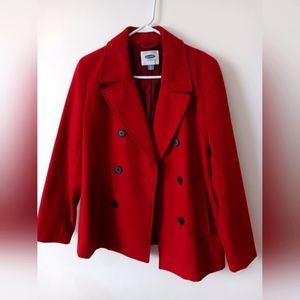 Women's red pea coat size M